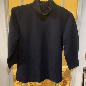 Ann Taylor Black Mock Neck Three-Quarter Sleeve Top